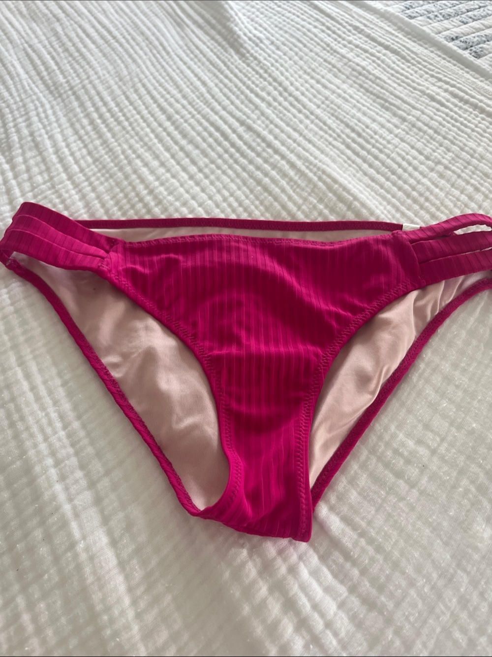 Shade & Shore Hot Pink Ribbed Bikini Bottom